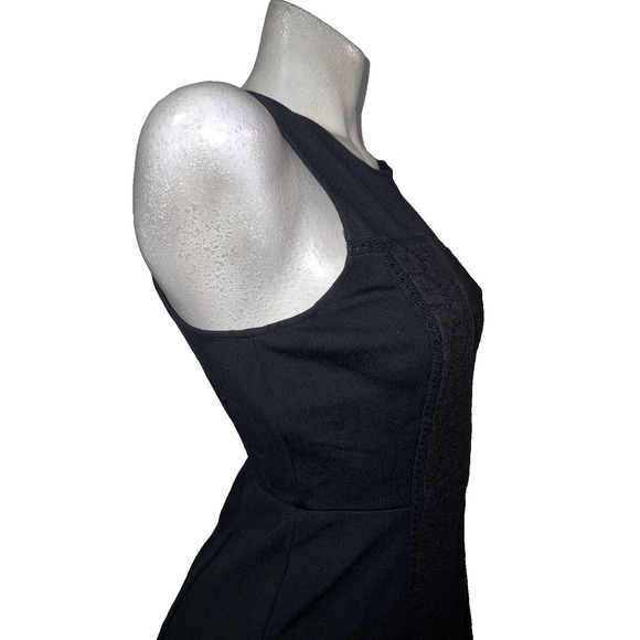 J. Crew Collection Women's Size 6 Petite Black Fit and Flare Eyelet Trim Dress - Picture 4 of 13
